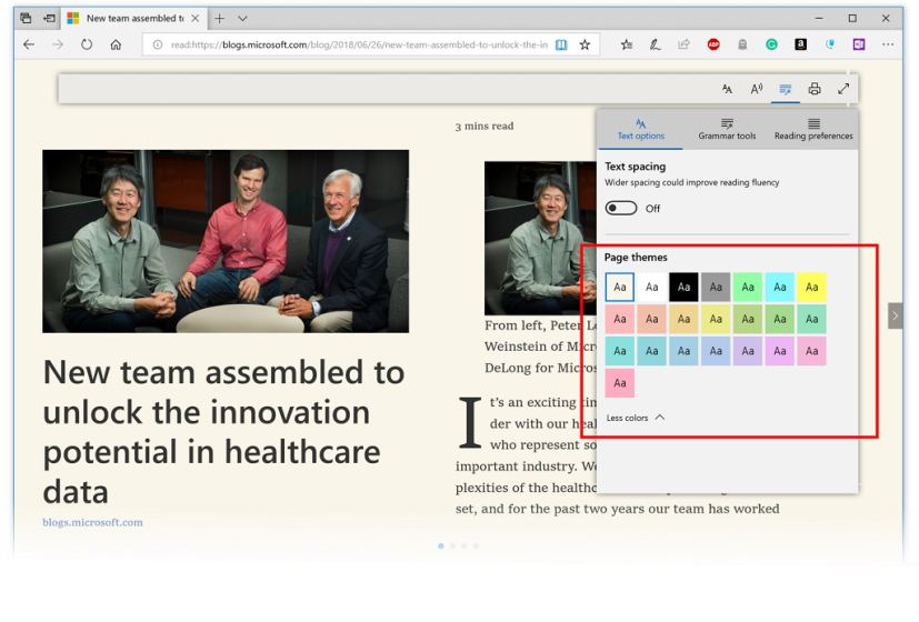 Nouveaux thèmes de page Microsoft Edge