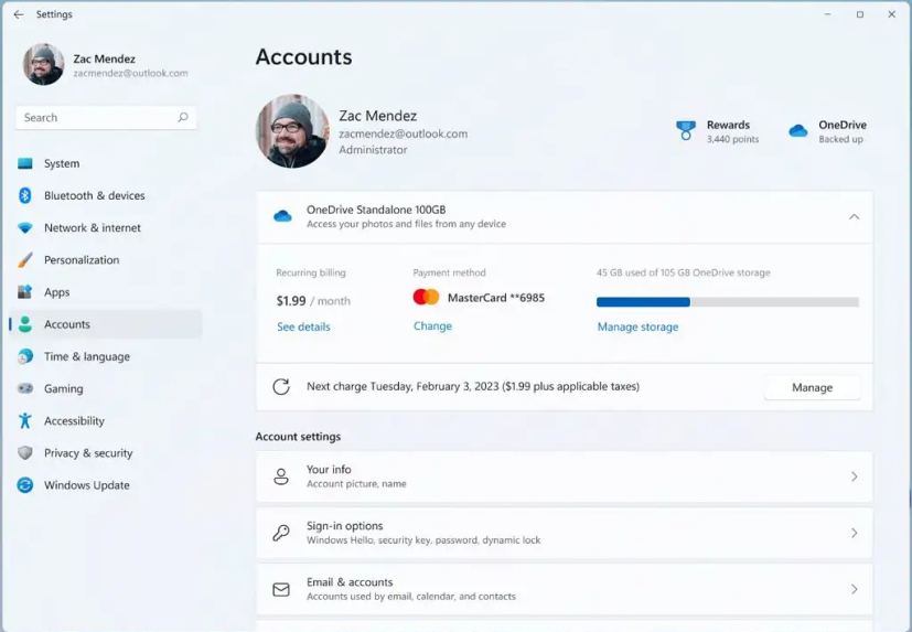 Utilisation de OneDrive dans les comptes