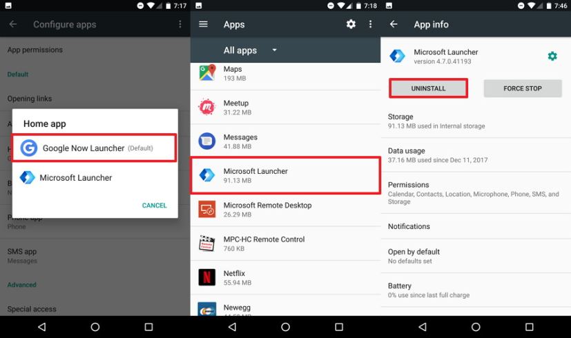 Désinstaller Microsoft Launcher sur Android