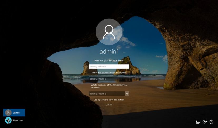 Réinitialiser le compte local en répondant aux questions de sécurité sous Windows 10