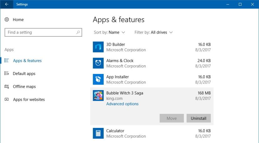 Désinstaller des applications dans les paramètres de Windows 10