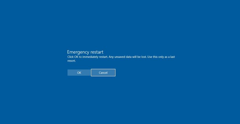 Redémarrage d'urgence de Windows 10