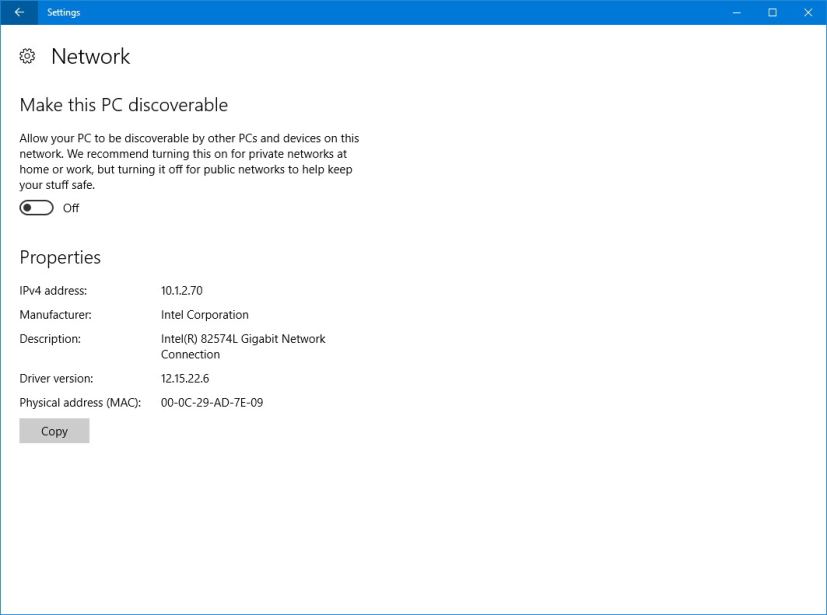 Propriétés de l'adaptateur Ethernet