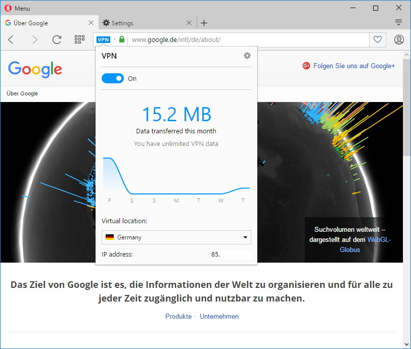 Paramètres VPN d'Opéra