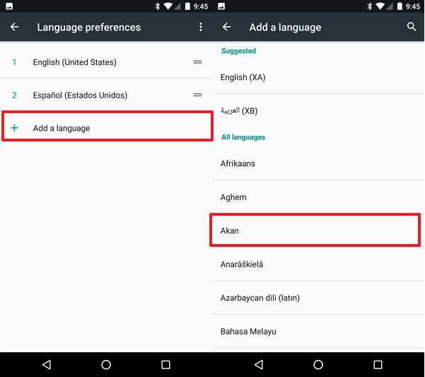 Android Nougat ajoute plusieurs langues