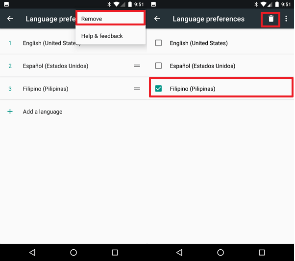 Supprimer les langues d'Android Nougat
