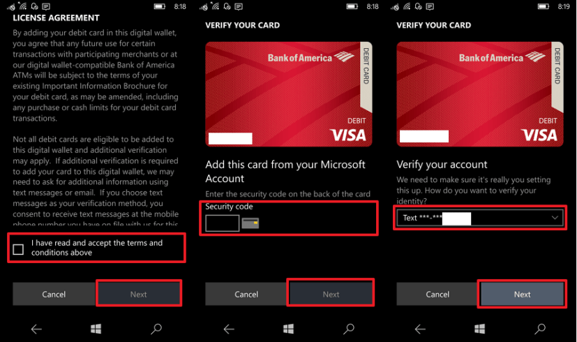 Vérifiez votre carte ajoutée à Microsoft Wallet