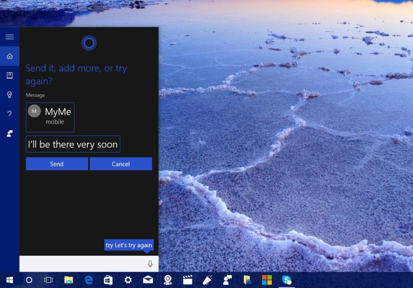 Cortana envoie du texte depuis Windows 10 via un téléphone Android