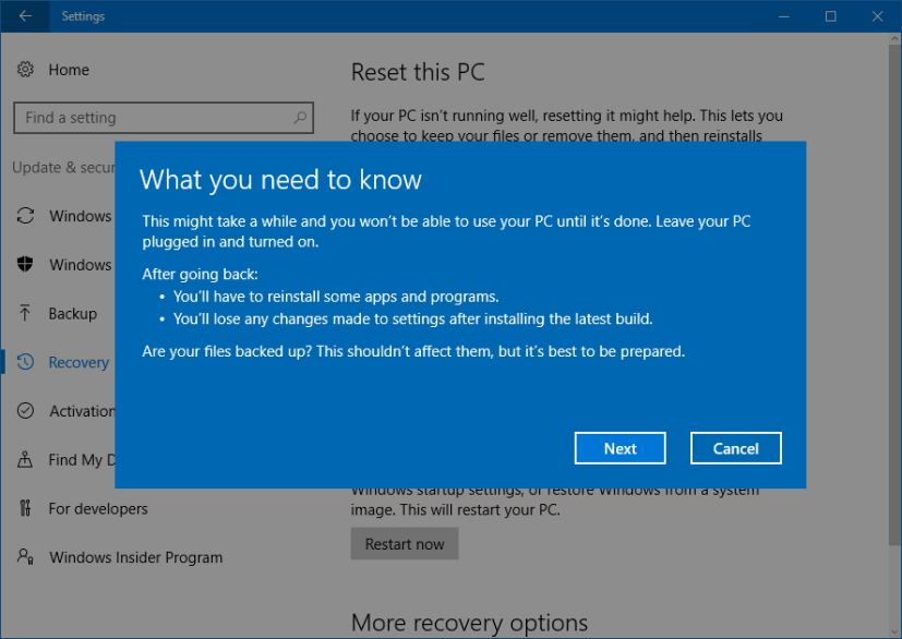 Étape - Ce que vous devez savoir avant de modifier votre installation de WIndows 10 