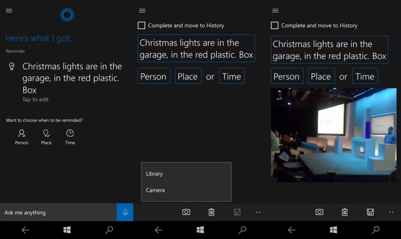 Rappel d'image Cortana