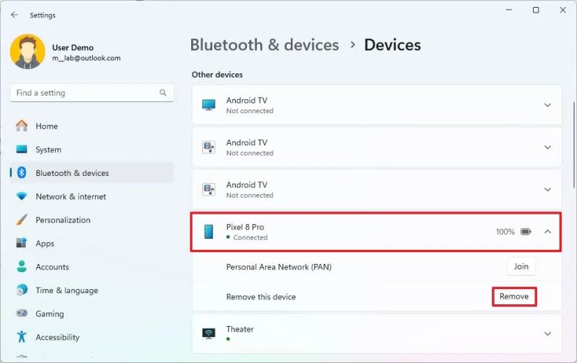 Supprimer la connexion Bluetooth Android