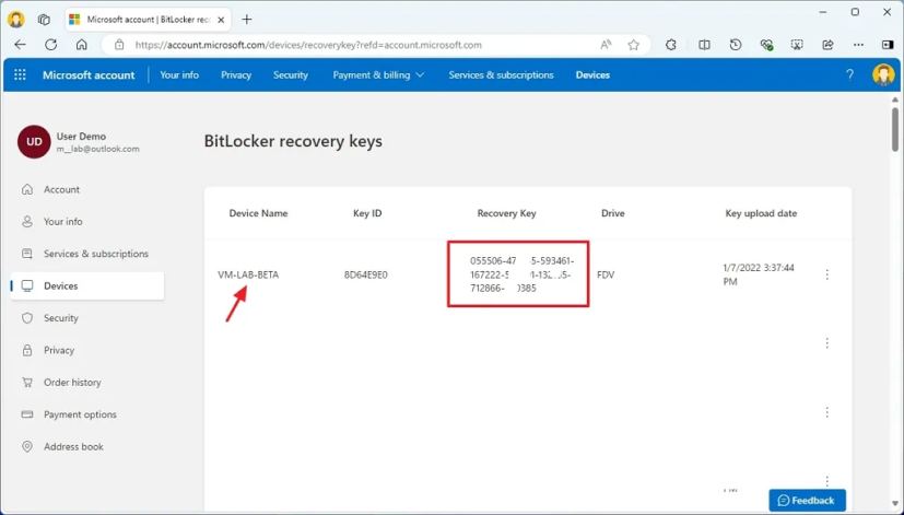 Clés de récupération BitLocker