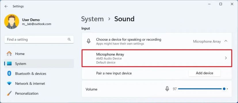 Paramètres du microphone Windows 11