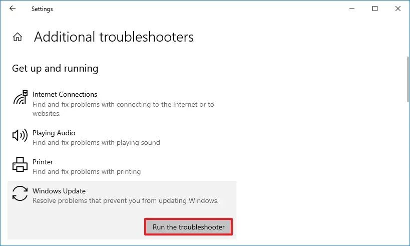 Outil de dépannage de Windows Update