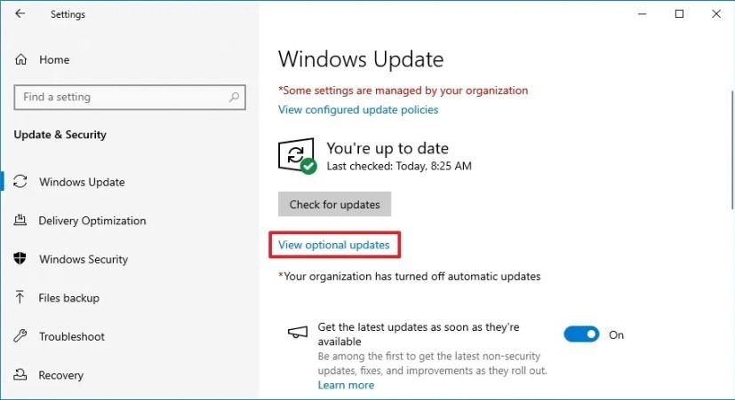 Windows 10 affiche les mises à jour facultatives