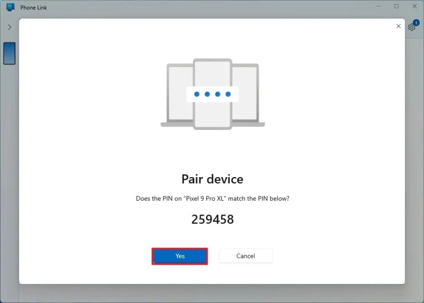 Code de l'appareil pour la paire Phone Link